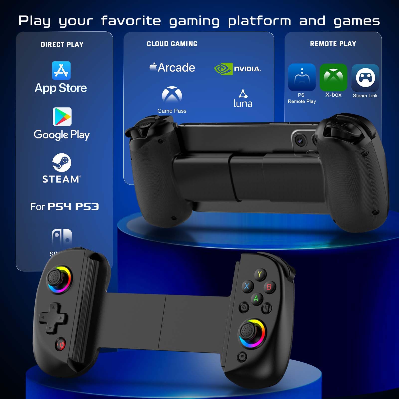JOSO Wireless Mobile Gaming Controller for iPhone, iPad, Android & PC - Hall Effect Joysticks, Compatible with Nintendo Switch, PS Remote Play, COD, Genshin Impact & Cloud Gaming (Black) - Perfect for Mobile & Console Gaming at Home or On-the-Go