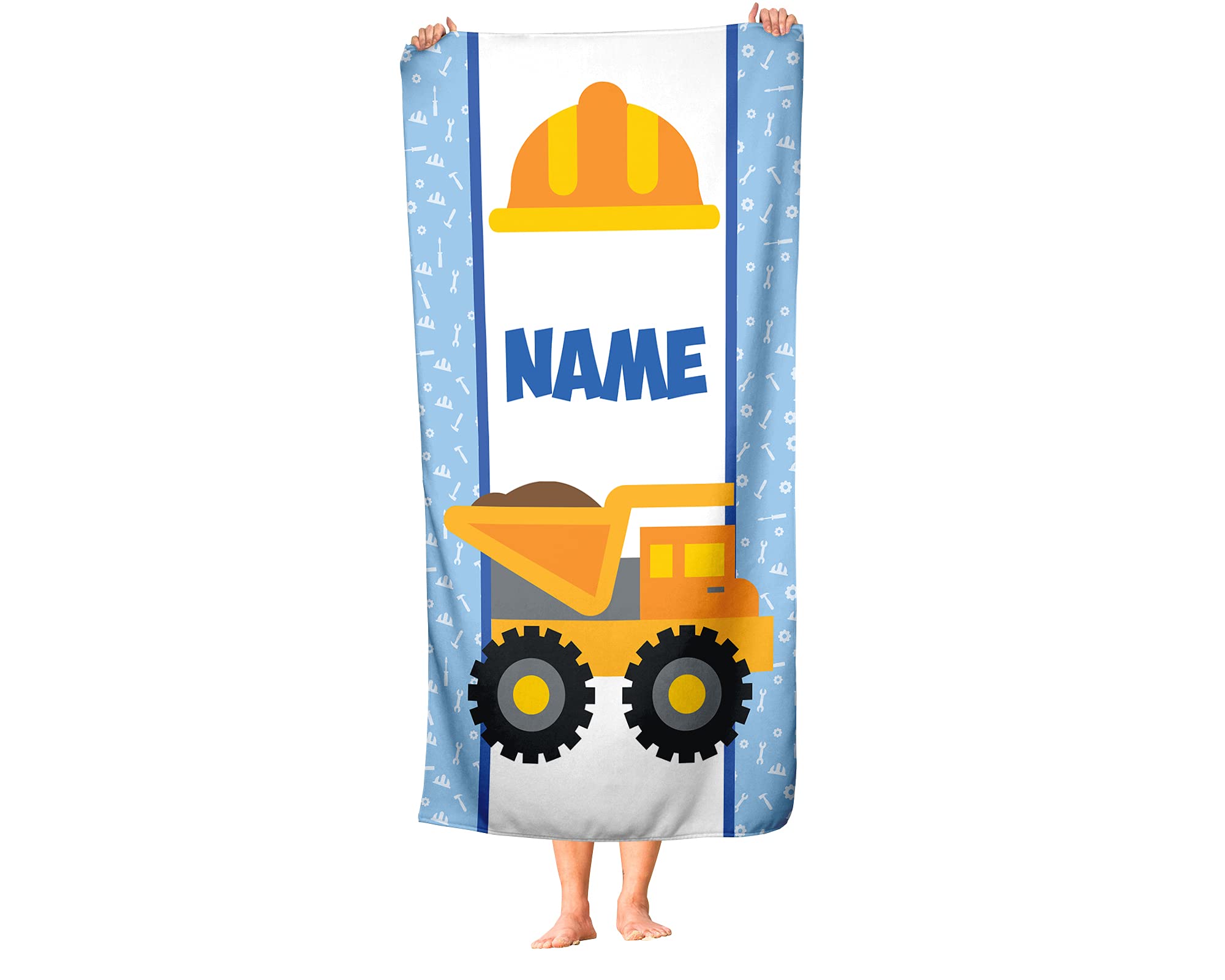 Personalized Construction Truck Polycotton Towel for Kids & Toddlers - 60