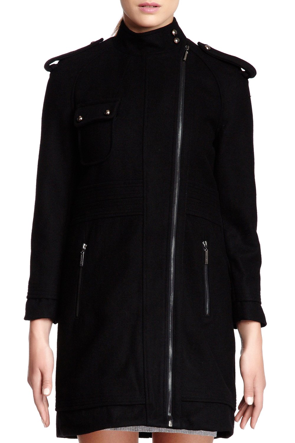 Women's Warm Wool Blend Coat - Long Sleeve Zip Up Overcoat Jacket for Winter | Perfect for Office, Travel & Outdoor Activities