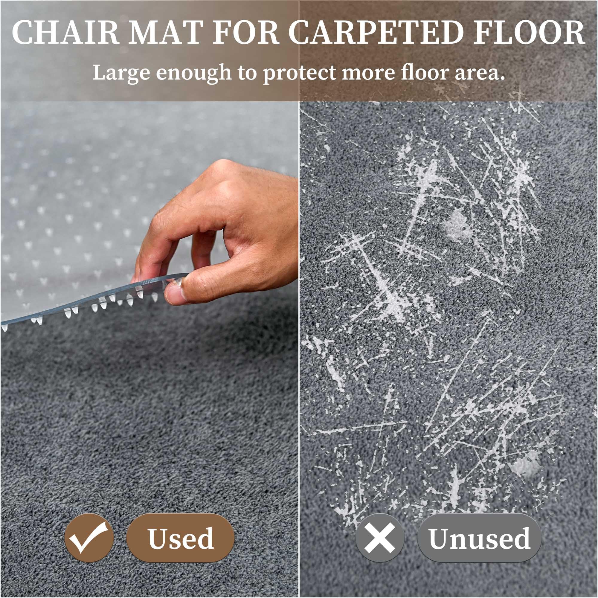 46” x 60” Clear Office Chair Mat for Carpet - Heavy Duty Plastic Floor Protector Mat for Easy Gliding & Rolling - Large Desk Mat for Home & Office Workspace - Perfect for Computer Desks, Gaming Setups & Study Areas (Rectangle)