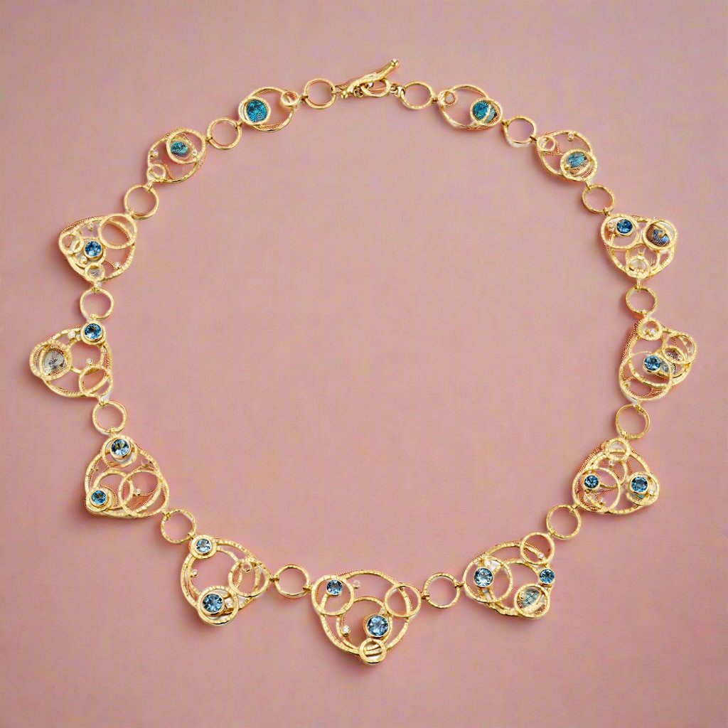 Elegant Aquamarine Lace Necklace for Women - Dainty Blue Gemstone Jewelry - Perfect for Weddings, Parties & Special Occasions