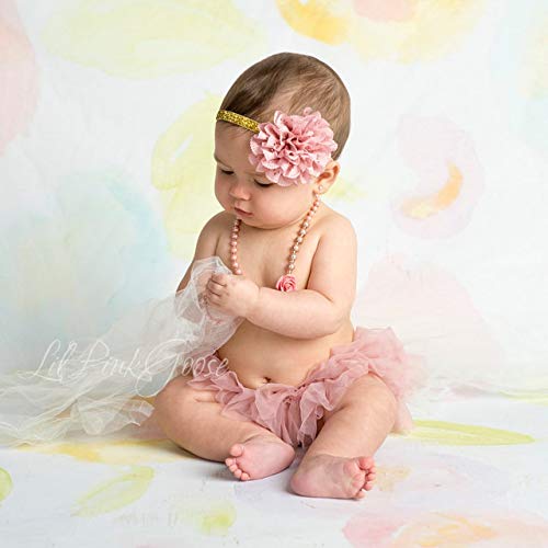 LilPinkGoose Baby Girl Half Birthday Outfit Set - Gold Glitter Dusty Rose Bodysuit with Tutu & Bloomers (3PCS) | Perfect for 1/2 Year Photo Shoots, Birthday Parties & Special Occasions