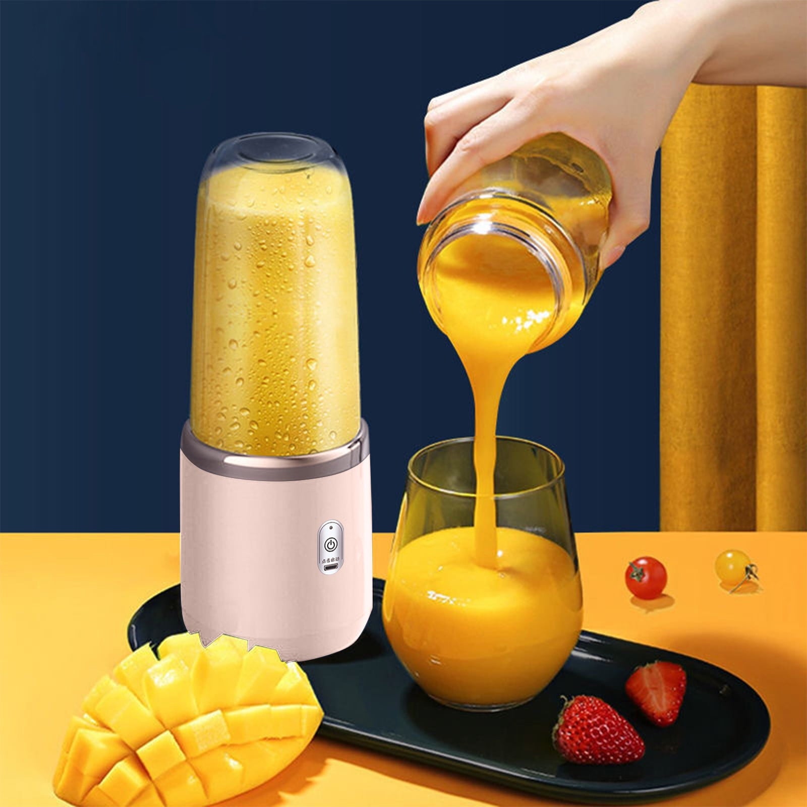 Portable USB Rechargeable Juicer Cup - Pink Mini Blender for Smoothies, Juices & Shakes | Compact & Powerful Travel Blender | Perfect for Gym, Office & Outdoor Adventures