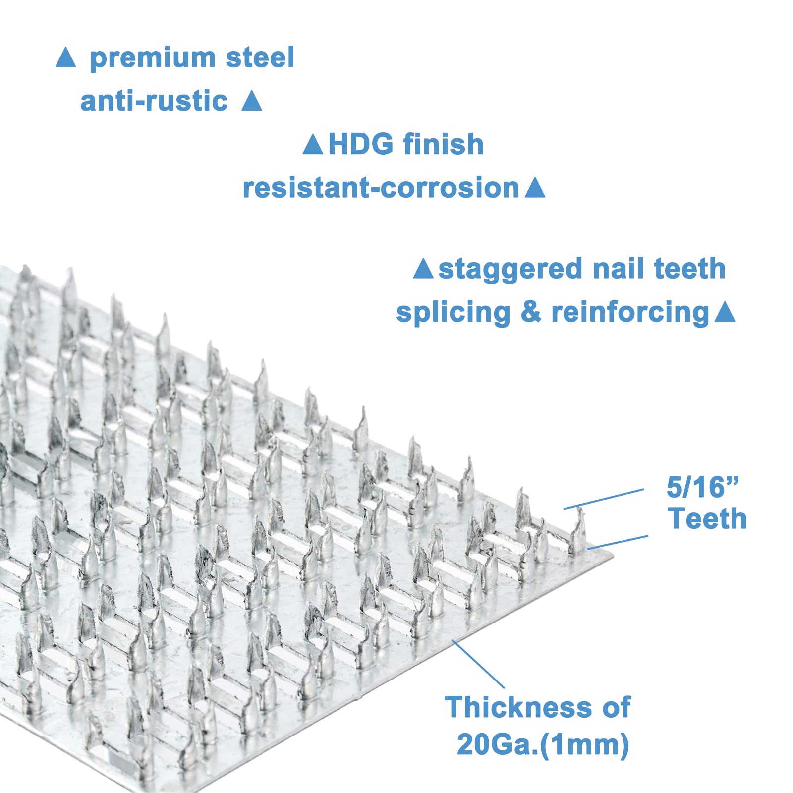 4x6 Inch Heavy Duty Truss Plates with Pronged Nail Teeth - 10 Pack for Wood Roofing & Structural Repairs - Perfect for DIY Home Projects, Roofing, and Framing