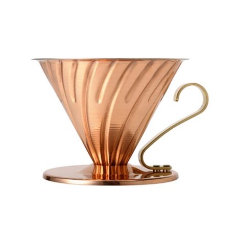 Hario V60 Copper Coffee Dripper - 2 Cup Pour Over Brewer for Specialty Coffee at Home or Office | Perfect for Single Serve & Small Batch Brewing