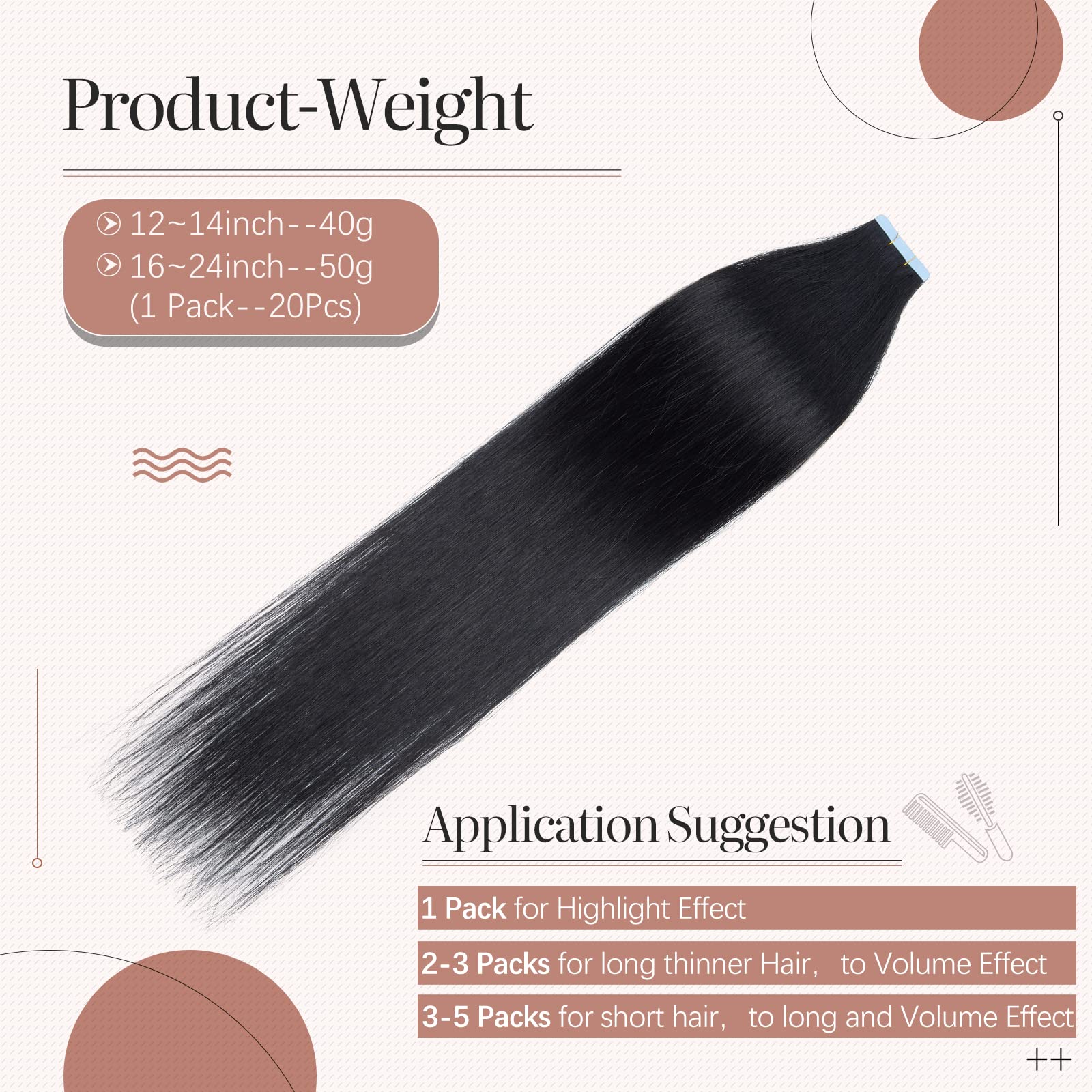 100% Remy Human Hair Silk-co Tape in Hair Extensions - 40 Pcs, 22'', Jet Black (#01) - Seamless Straight Skin Weft Hair Pieces (100g/Set) for Volume & Length - Perfect for Weddings, Parties & Daily Styling