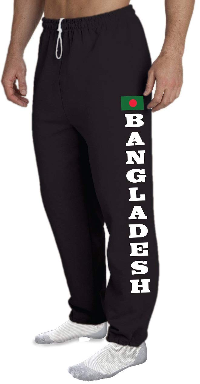 STUFF WITH ATTITUDE Bangladesh Open Bottom Black Sweatpants for Men - Comfortable Lounge Pants for Home, Gym & Casual Wear