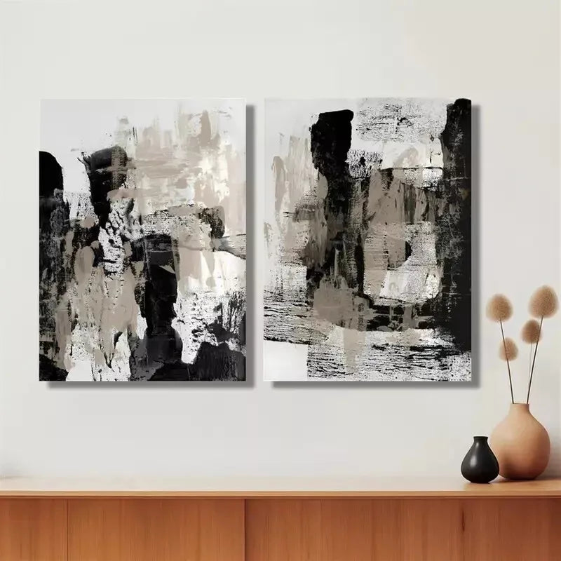 2Pcs Modern Geometric Fluid Watercolor Canvas Art Prints 50x75cm - High Quality Framed Wall Decor, Ready to Hang | Australian Made | Perfect for Living Room, Bedroom & Office Decor
