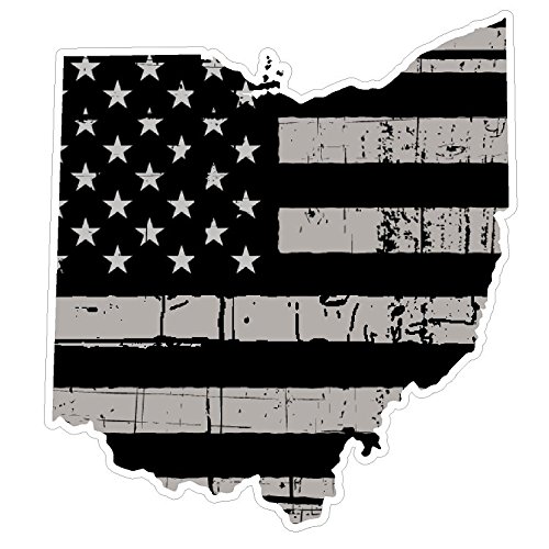 Ohio State N36 Premium Distressed Vinyl Decal - USA Flag Black & White Design - Waterproof 5