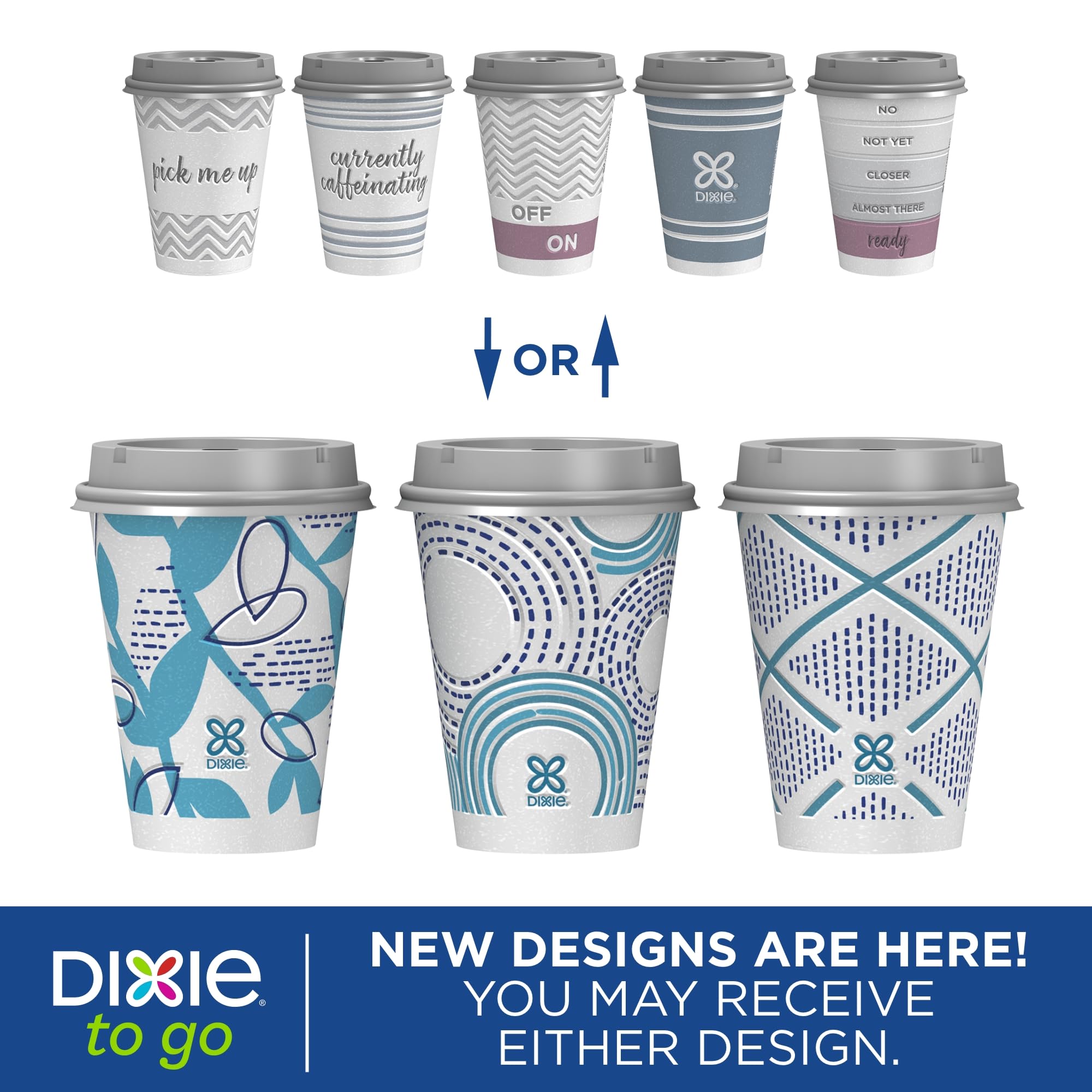 Dixie To Go Medium 12 Oz Paper Coffee Cups with Lids - 66 Count Disposable Hot Drink Cups for Coffee, Tea & Hot Chocolate - Perfect for Office, Travel & Outdoor Use