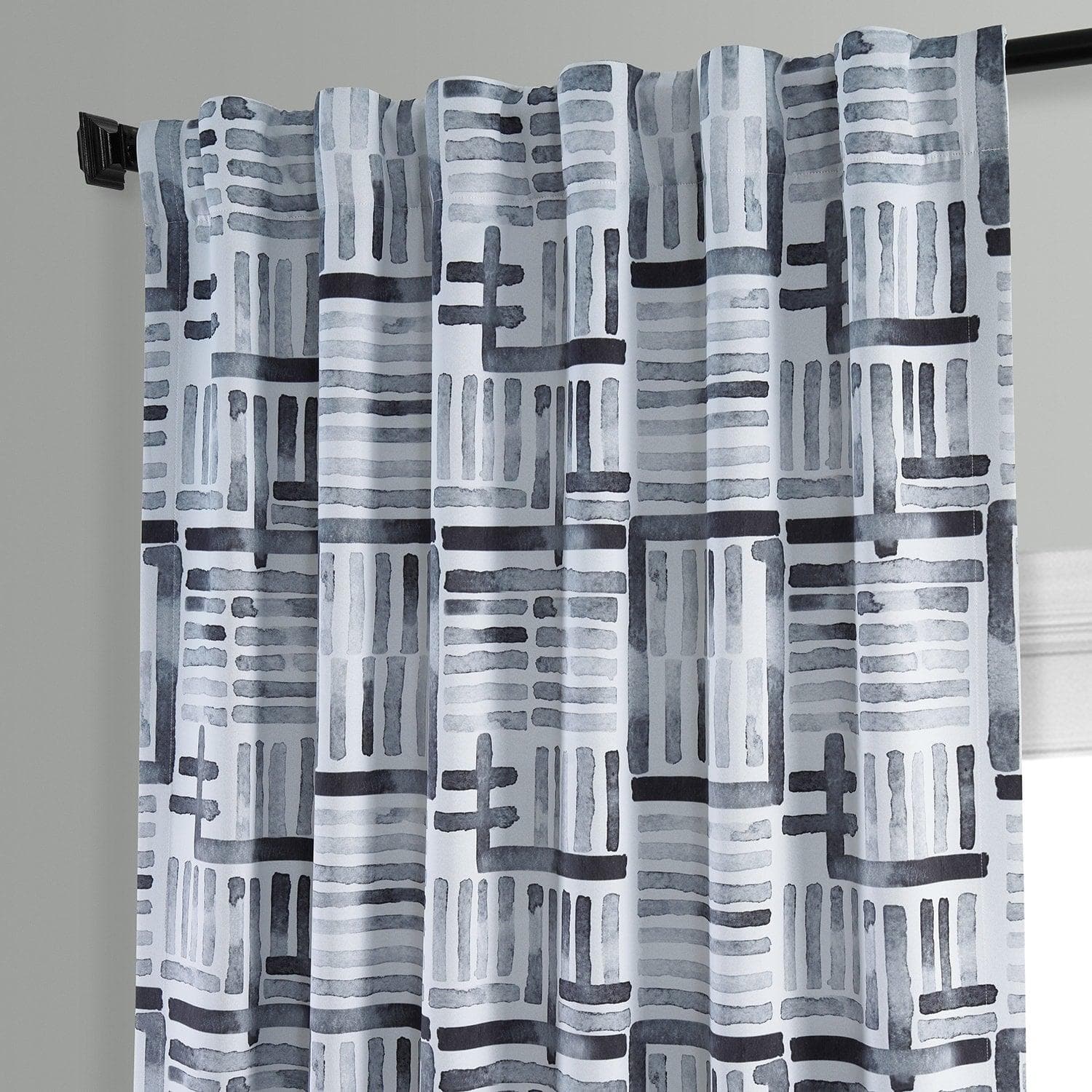 Hashtag Basic Black Abstract Room Darkening Curtains - Modern Window Treatment for Bedroom & Living Room - Light Blocking Drapes for Better Sleep & Privacy