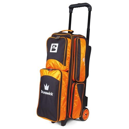 Brunswick Edge Triple Roller Orange Bowling Bag - Durable 3-Ball Bowling Tote for League & Tournament Play - Perfect for Bowling Enthusiasts & Pro Players