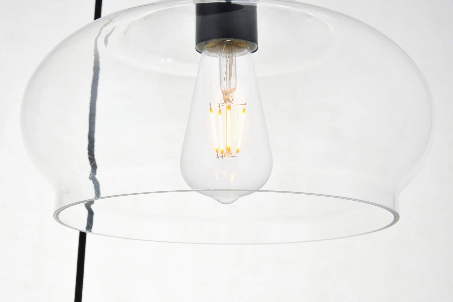 Destry 3-Light Black & Clear Glass Chandelier - Modern Ceiling Light Fixture for Dining Room, Bedroom or Living Room Lighting