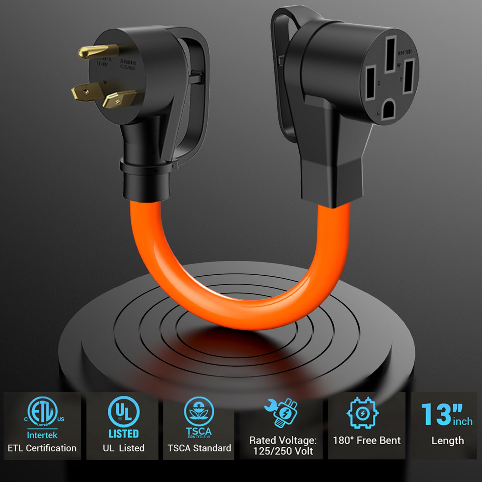 NEMA TT-30P to 14-50R EV Charger Adapter - 30AMP to 50AMP Converter for Tesla Gen 2 Charger - ETL & UL Certified - Perfect for RV Parks, Camping & Home EV Charging