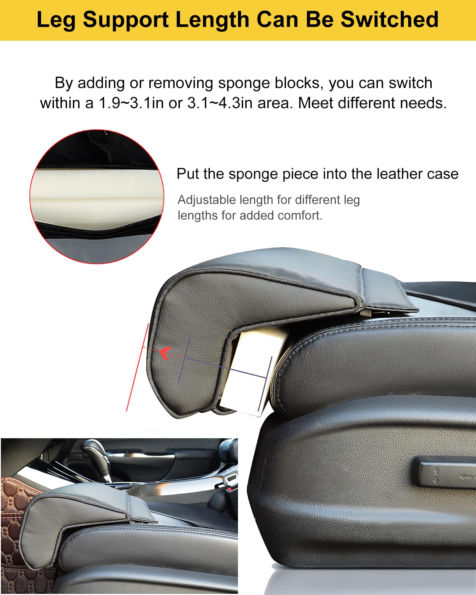 Upgraded Universal Car Seat Leg Support Extender - Adjustable Height & Length for Enhanced Comfort in Cars, Buses, Trains, Office & Home Use (Large Size) | Perfect for Long Drives, Travel & Work Ergonomics
