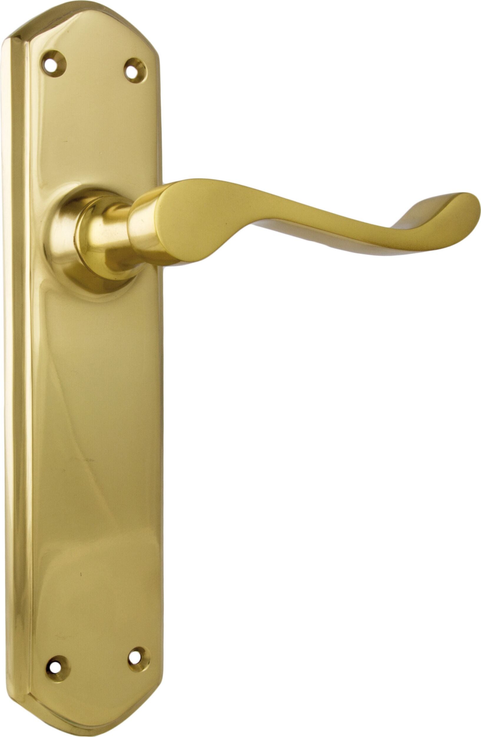 21351 Windsor Latch Door Lever Set - Unlacquered Polished Brass (H200xP60xW45mm) - Vintage Style Interior Door Hardware for Bedroom, Bathroom & Closet Doors
