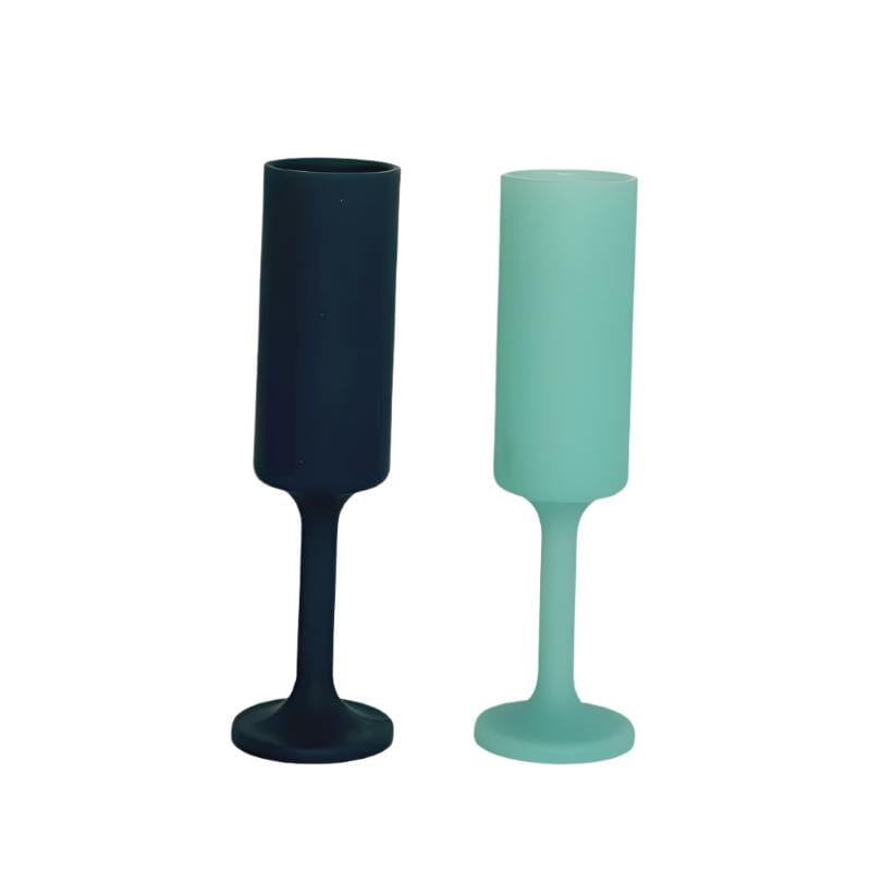 Premium Silicone Champagne Flutes - Shatterproof & Reusable Party Glasses for Weddings, Bachelorette Parties & Outdoor Events - Set of 6 (Mist & Ink Color)