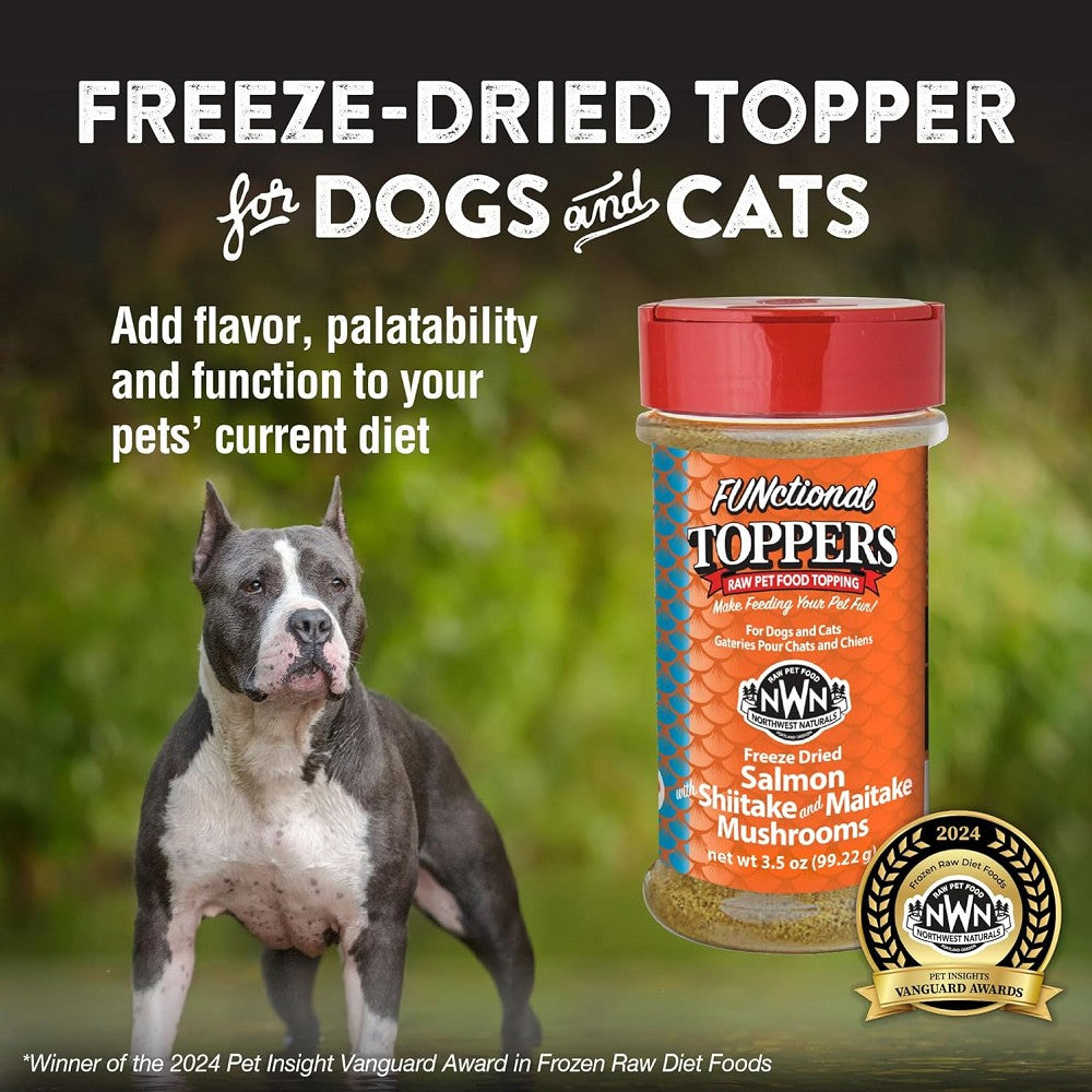 Premium Salmon, Shiitake & Maitake Mushroom Dog & Cat Food Topper - Grain-Free Supplement for Healthy Skin & Coat - Perfect for Picky Eaters & Senior Pets