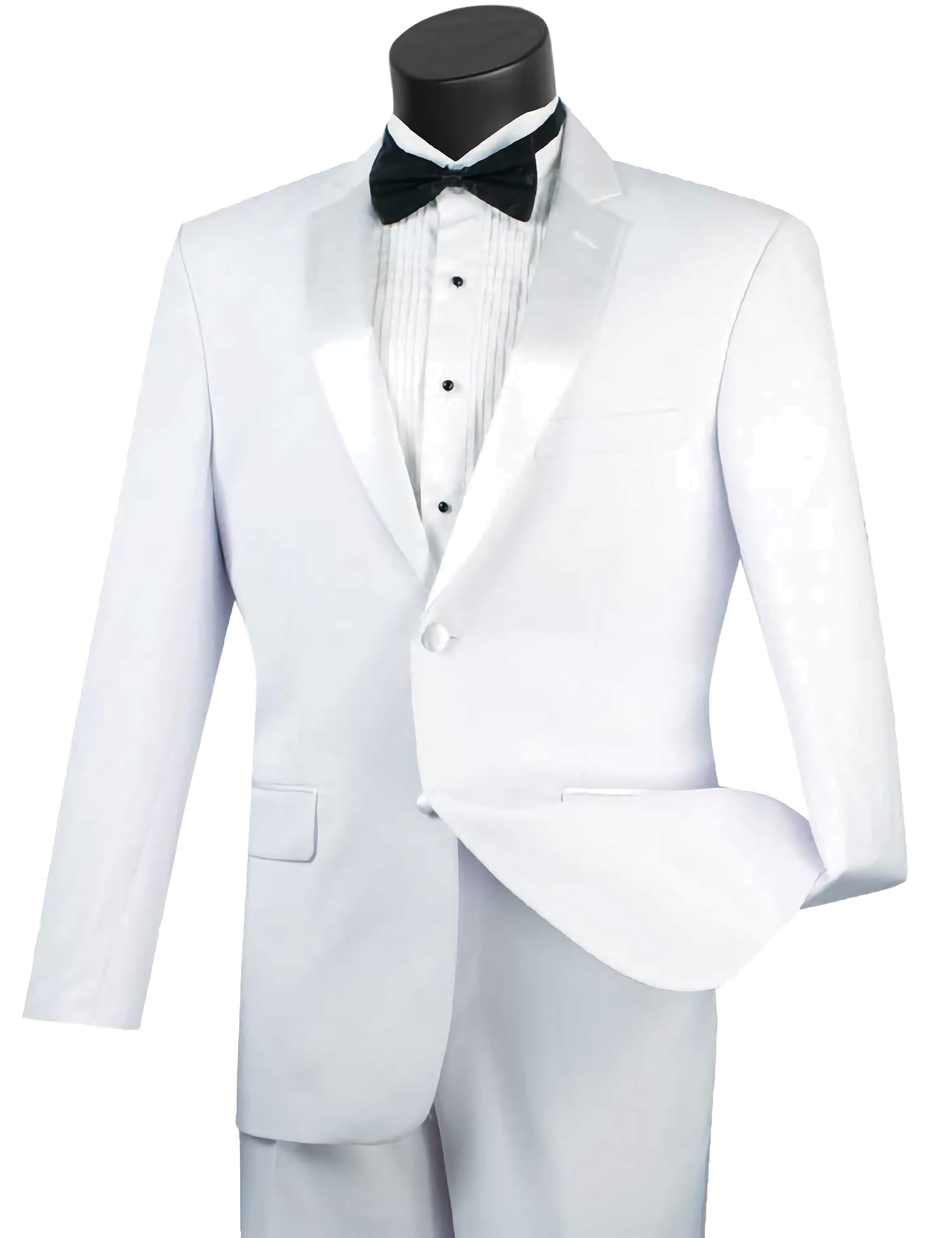 Slim Fit White 2-Piece Tuxedo Suit with 2-Button Design | Perfect for Weddings, Prom, and Formal Events