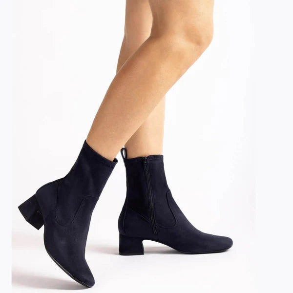 UNISA Women's Navy Suede Ankle Boots - Langley Comfortable Low Heel Chelsea Booties for Fall & Winter | Casual Outfits, Office Wear, Date Night Shoes