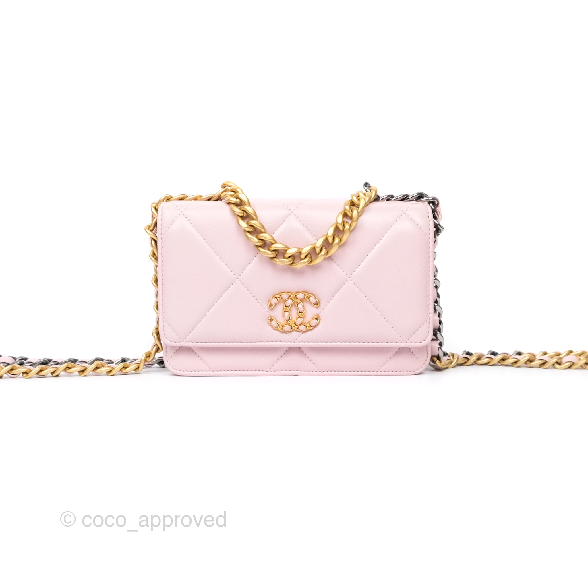 Chanel 19 Wallet on Chain WOC Light Pink Lambskin Mixed Hardware Bag - Luxury Crossbody Purse for Women | Perfect for Date Night, Shopping & Evening Events