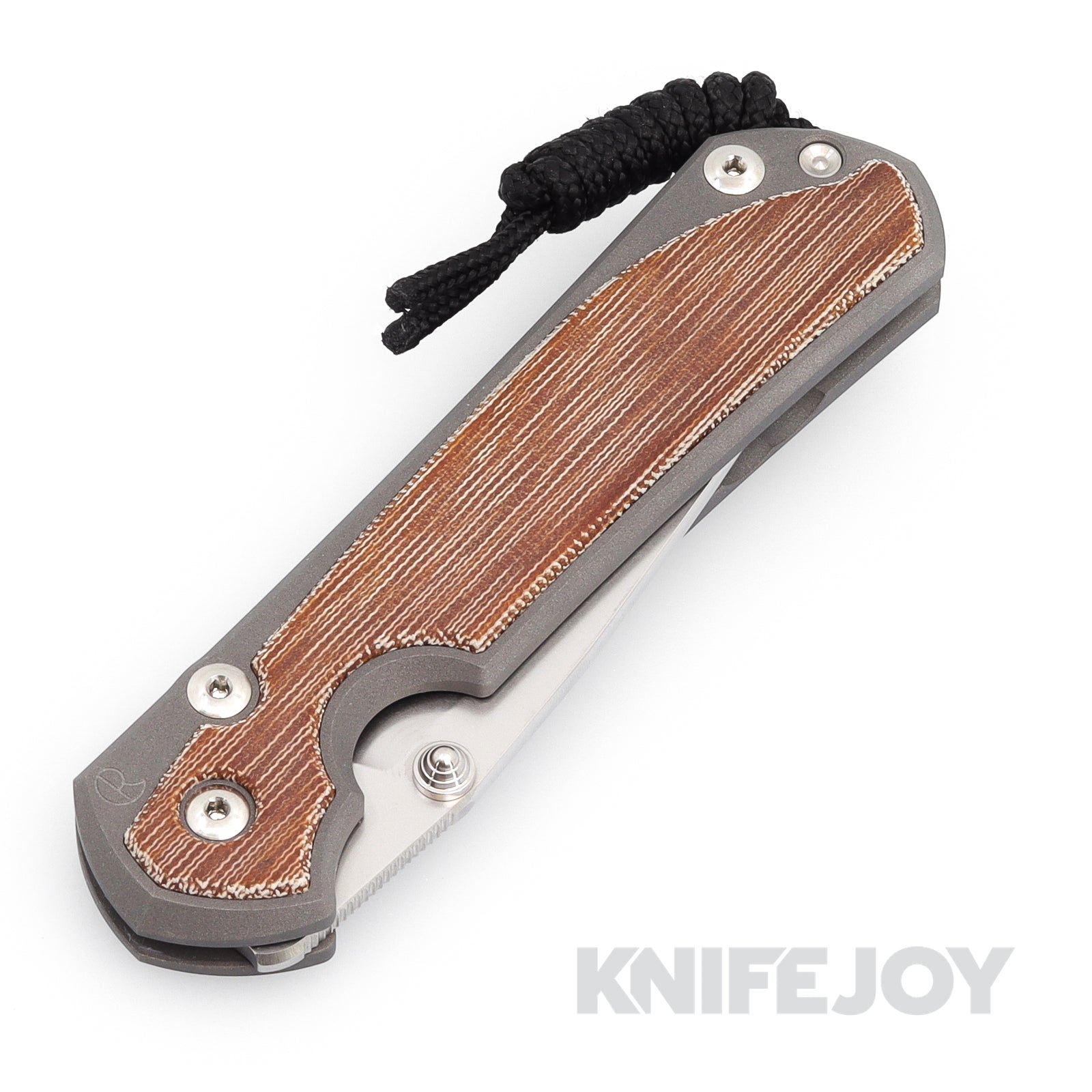 Chris Reeve Knives Large Sebenza 31 Drop Point Magnacut Blade - Double Silver Lug with Natural Canvas Micarta Inlay & Titanium Handles - Premium EDC Folding Knife for Outdoor, Camping & Everyday Carry