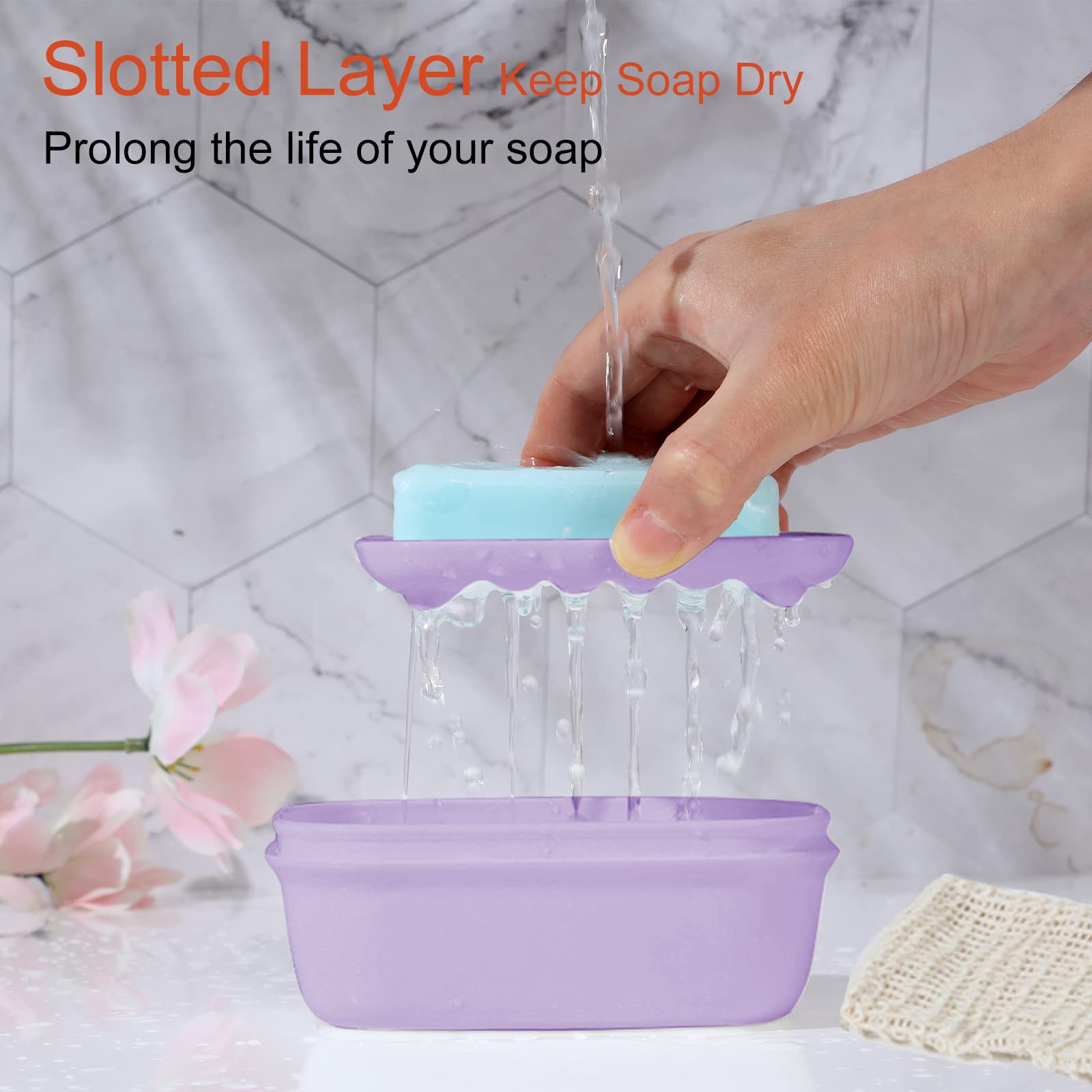 Quatish 2 Pack Travel Soap Container with Lid - Portable Leak-Proof Soap Holder Case for Camping, Gym, Travel & Bathroom Storage - Purple (Ideal for Outdoor Adventures & Daily Hygiene)