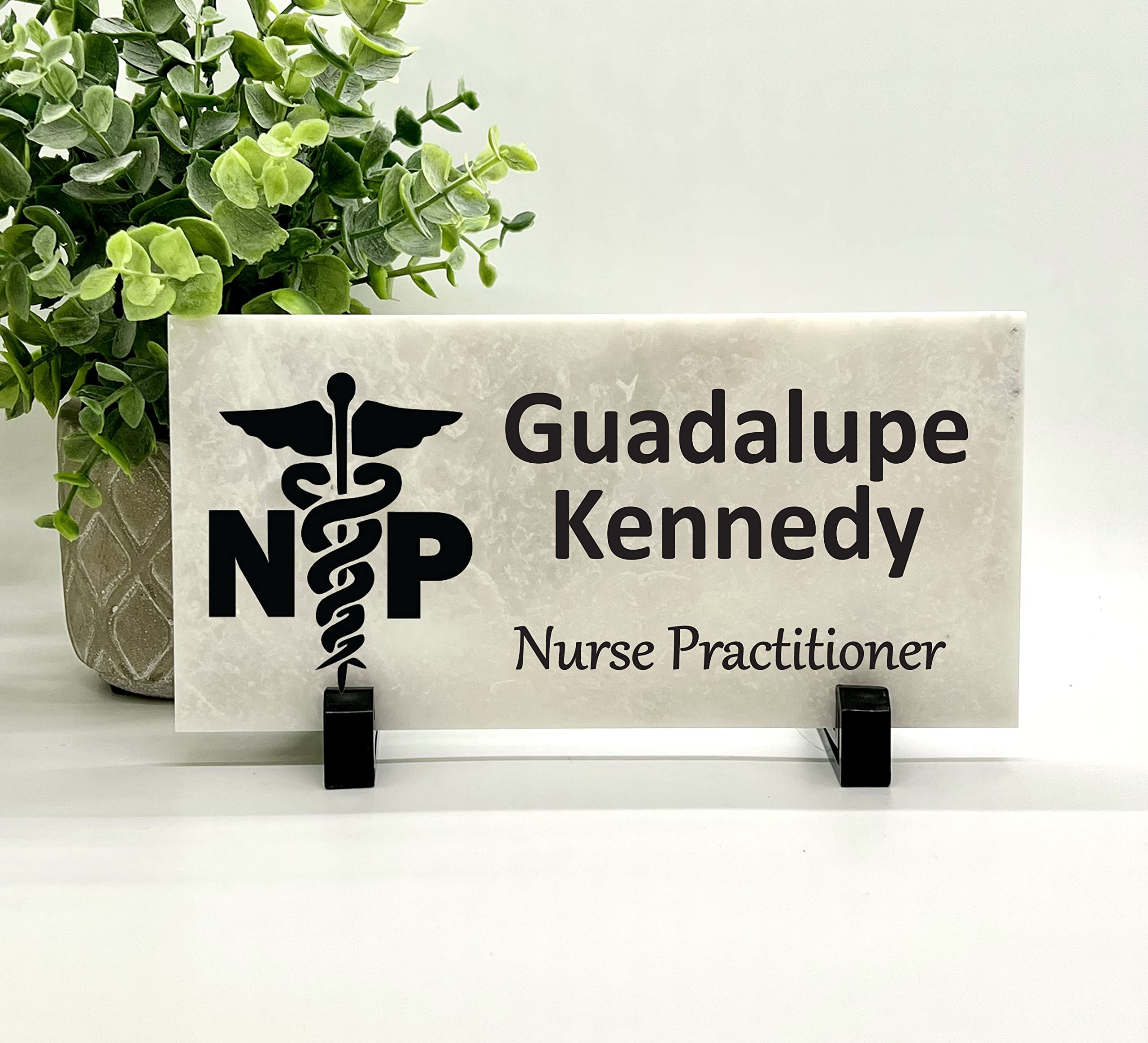 Personalized Nurse Practitioner Name Sign - Real Stone Desk Plaque - Perfect for Office Decor & Appreciation Gifts