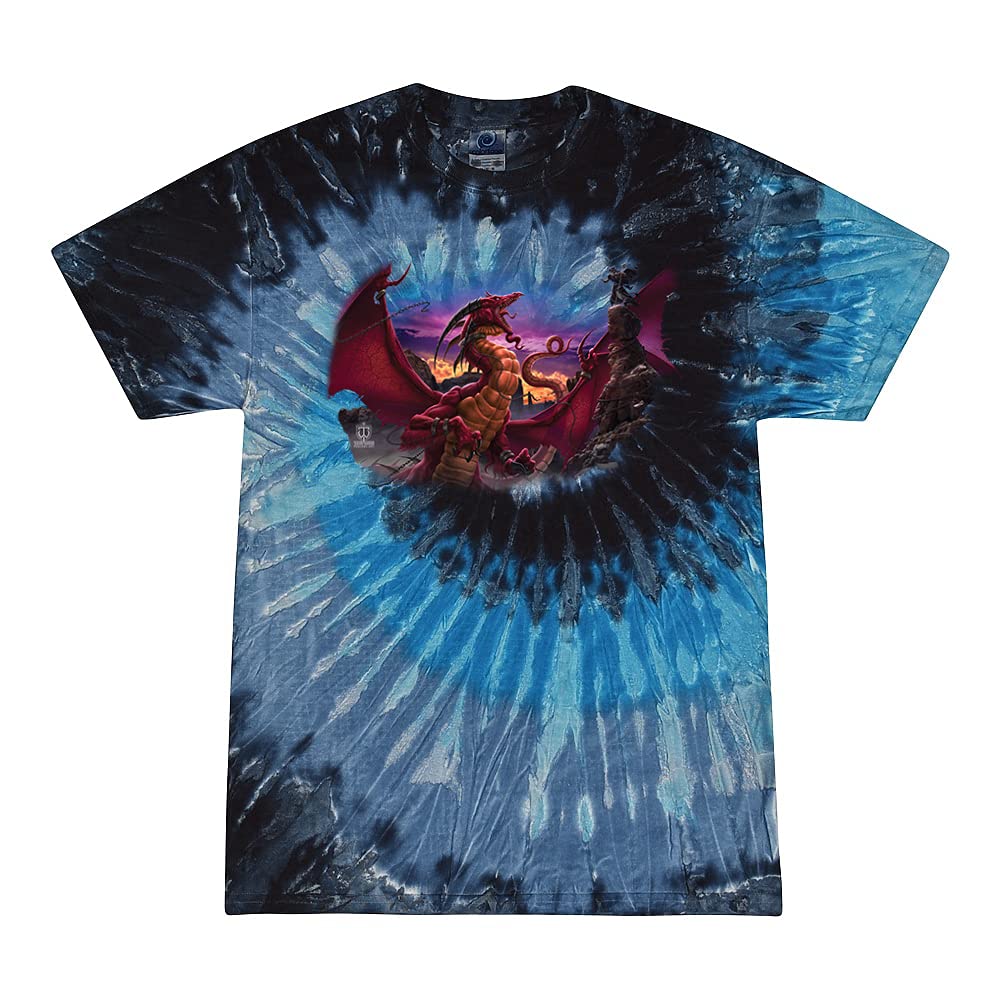 Awaken The Dragon Mythical Medieval Beast Pop Culture Tie-Dye T-Shirt | Vintage Fantasy Graphic Tee | Perfect for Cosplay, Renaissance Fairs & Fantasy Lovers
