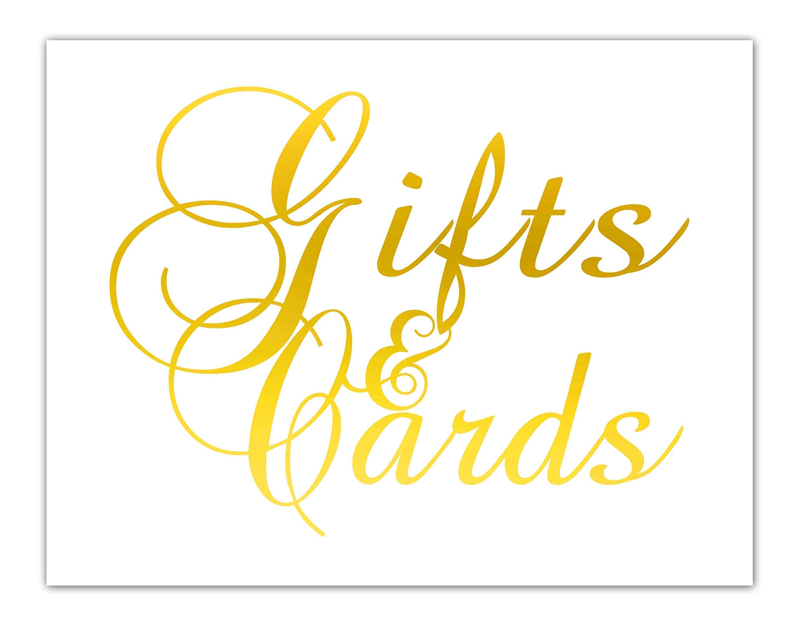 Gold Foil-Pressed Wedding & Birthday Party Table Sign - Customizable Foil Color Cards and Gifts Sign | Perfect for Bridal Showers, Anniversary Celebrations, and Special Events