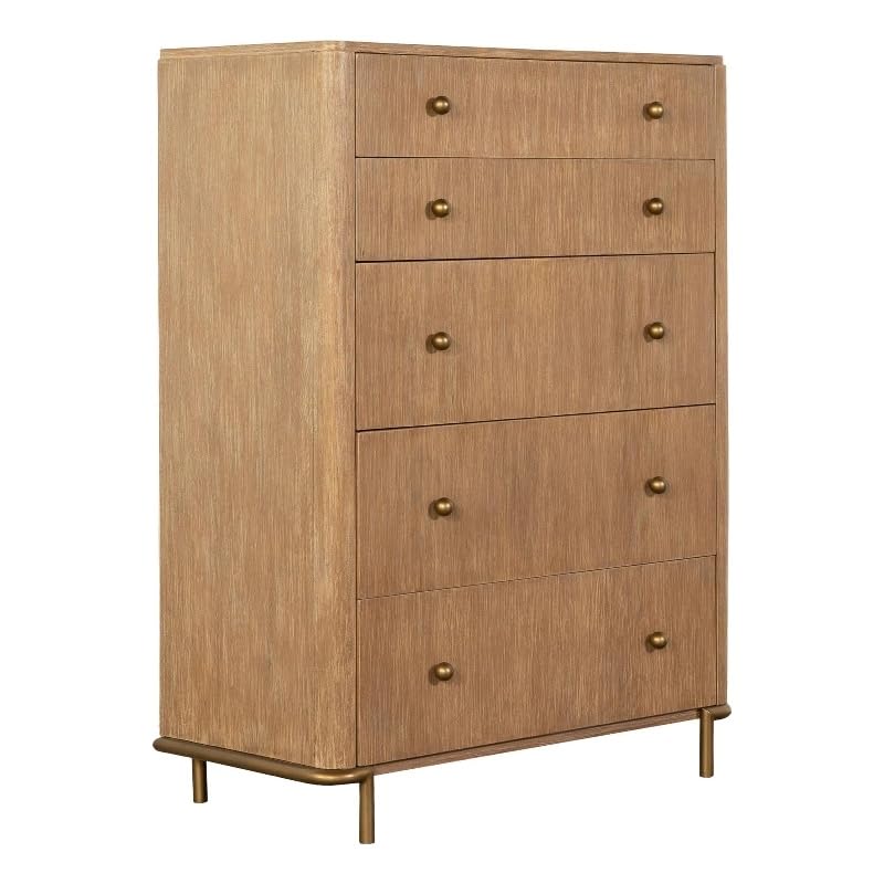 Pemberly Row Contemporary 5-Drawer Wood Chest Dresser - Sand Wash Finish - Modern Bedroom Storage Solution for Clothes, Linens & Accessories