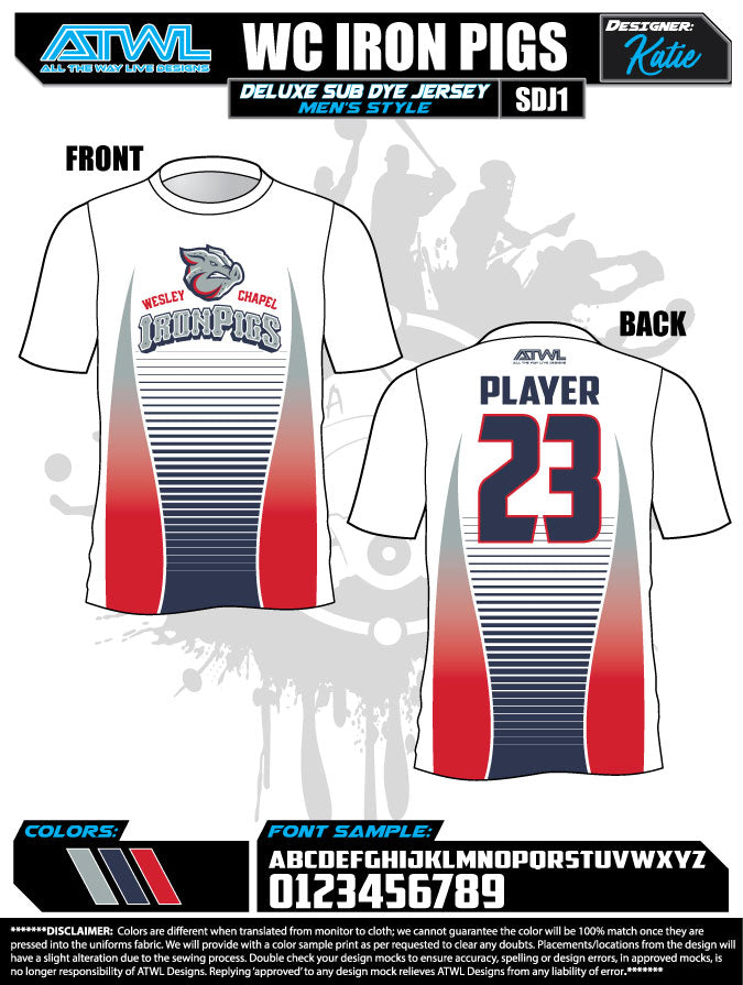 Wesley Chapel Fall League Men's Sublimated Dye Jerseys - Custom Team Uniforms for Baseball, Basketball & Soccer Games