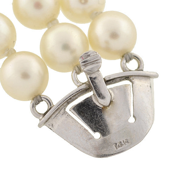 Vintage 14kt Gold 3-Strand Pearl & Diamond Bracelet for Women - Elegant Jewelry Gift for Weddings, Anniversaries & Special Occasions