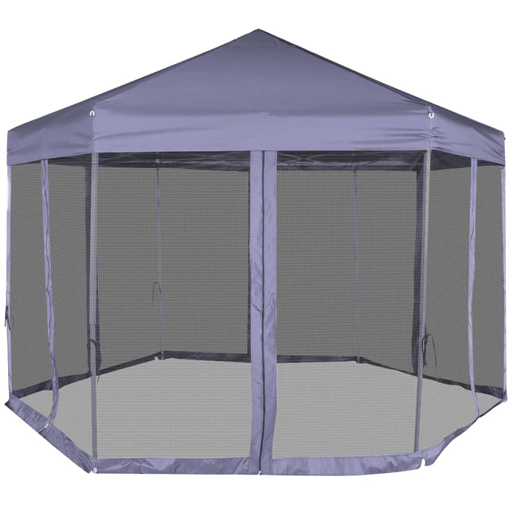 Fast Delivery Outdoor Party Tent - Hexagonal Pop-Up Canopy Shelter with 6 Sidewalls for Weddings, BBQ & Events (11.8'x10.2', Dark Blue) | Perfect for Backyard Gatherings, Camping & Outdoor Celebrations