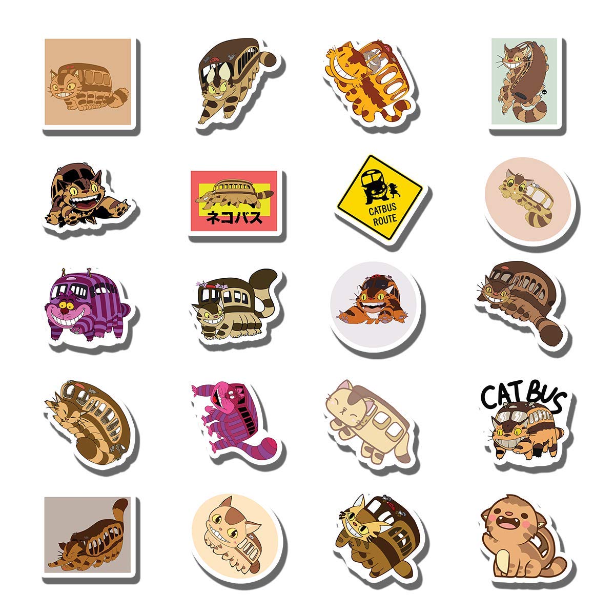 20 PCS Catbus Aesthetic Vinyl Stickers - Colorful Waterproof Decals for Water Bottles, Laptops, Cars, Bikes, Luggage & More - Perfect for DIY Crafts, Scrapbooking & Personalizing Your Belongings