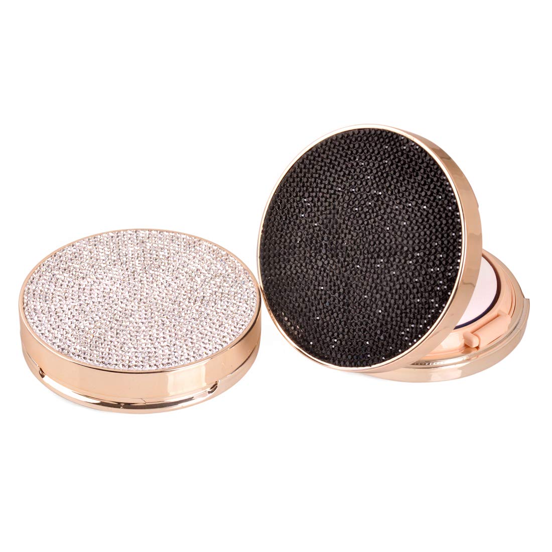 Luxury Refillable Portable Makeup Powder Case with Mirror & Puff - Empty Air Cushion Compact for BB Cream & Foundation - Perfect for Travel, Touch-ups & On-the-Go Beauty