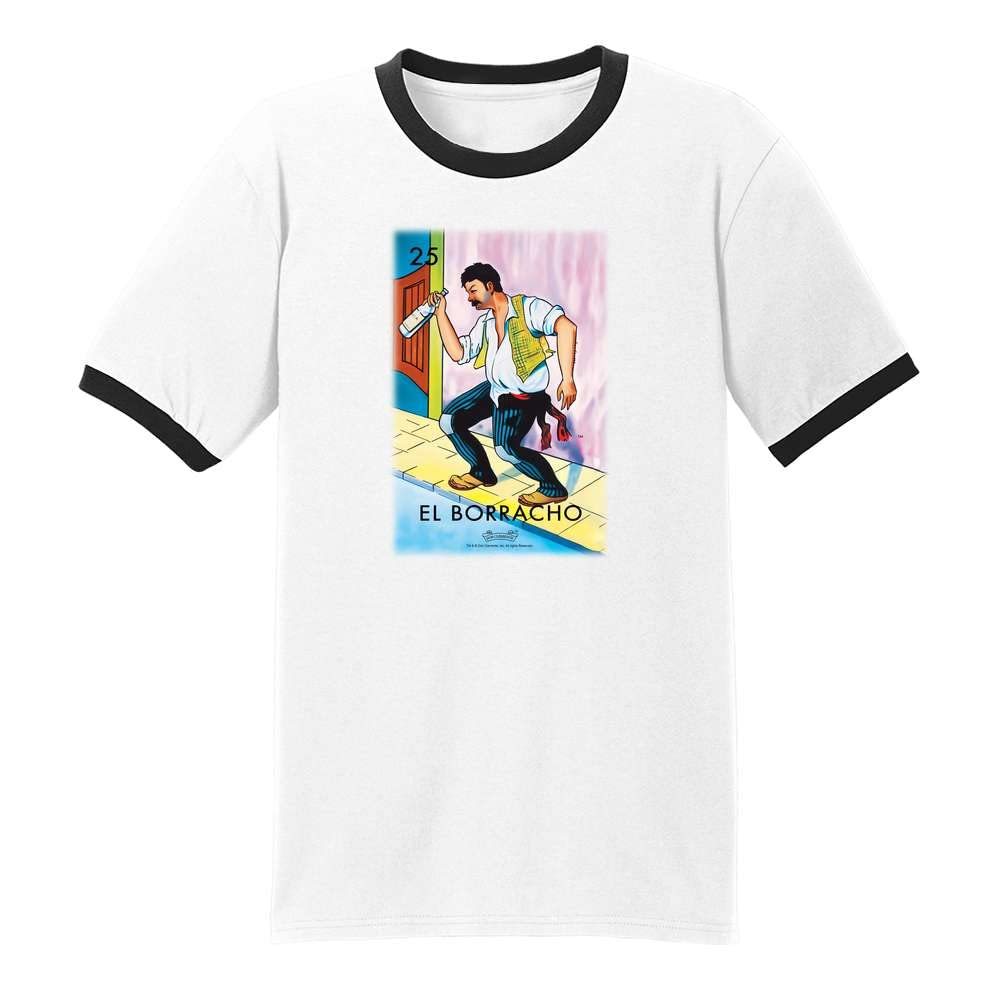 Pop Threads El Borracho Drunk Loteria Card Mexican Graphic T-Shirt for Men - Funny Latino Hispanic Tee - Perfect for Cinco de Mayo, Fiesta Parties & Casual Wear