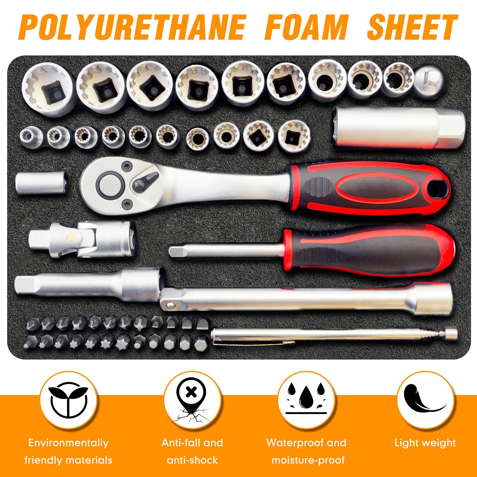 4-Piece Polyethylene Foam Sheet Set - Customizable Foam Inserts for Toolbox, Case Storage & Camera Protection - DIY Craft Foam Padding (54