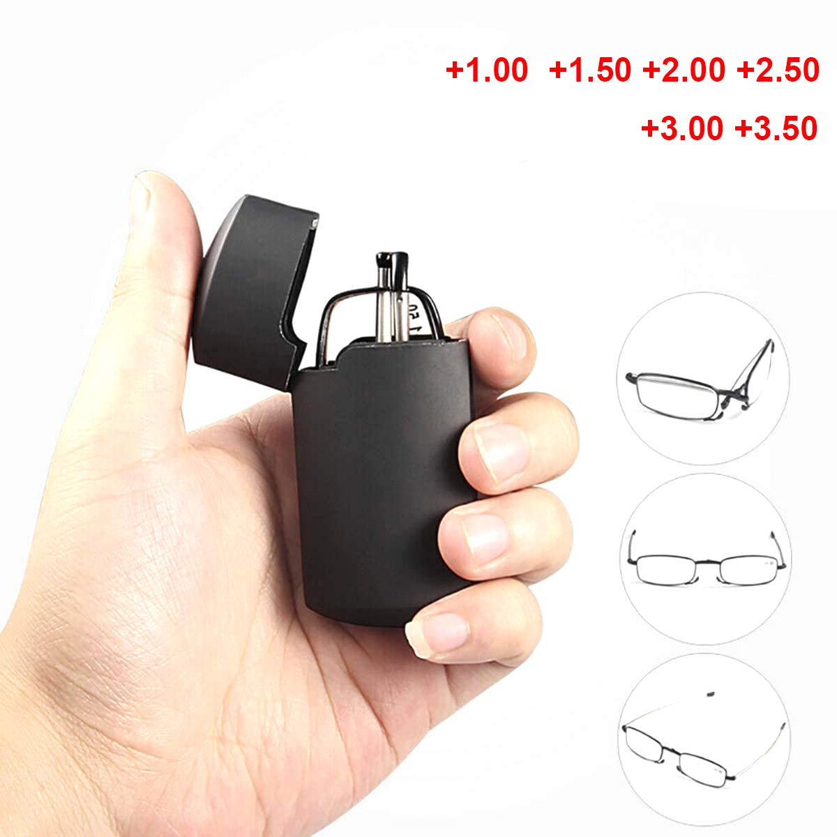 Portable Folding Reading Glasses with Case - Anti Blue Light Blocking, Compact Foldable Pocket Readers (1.50 Diopters) - Perfect for Computer Work, Reading & Travel