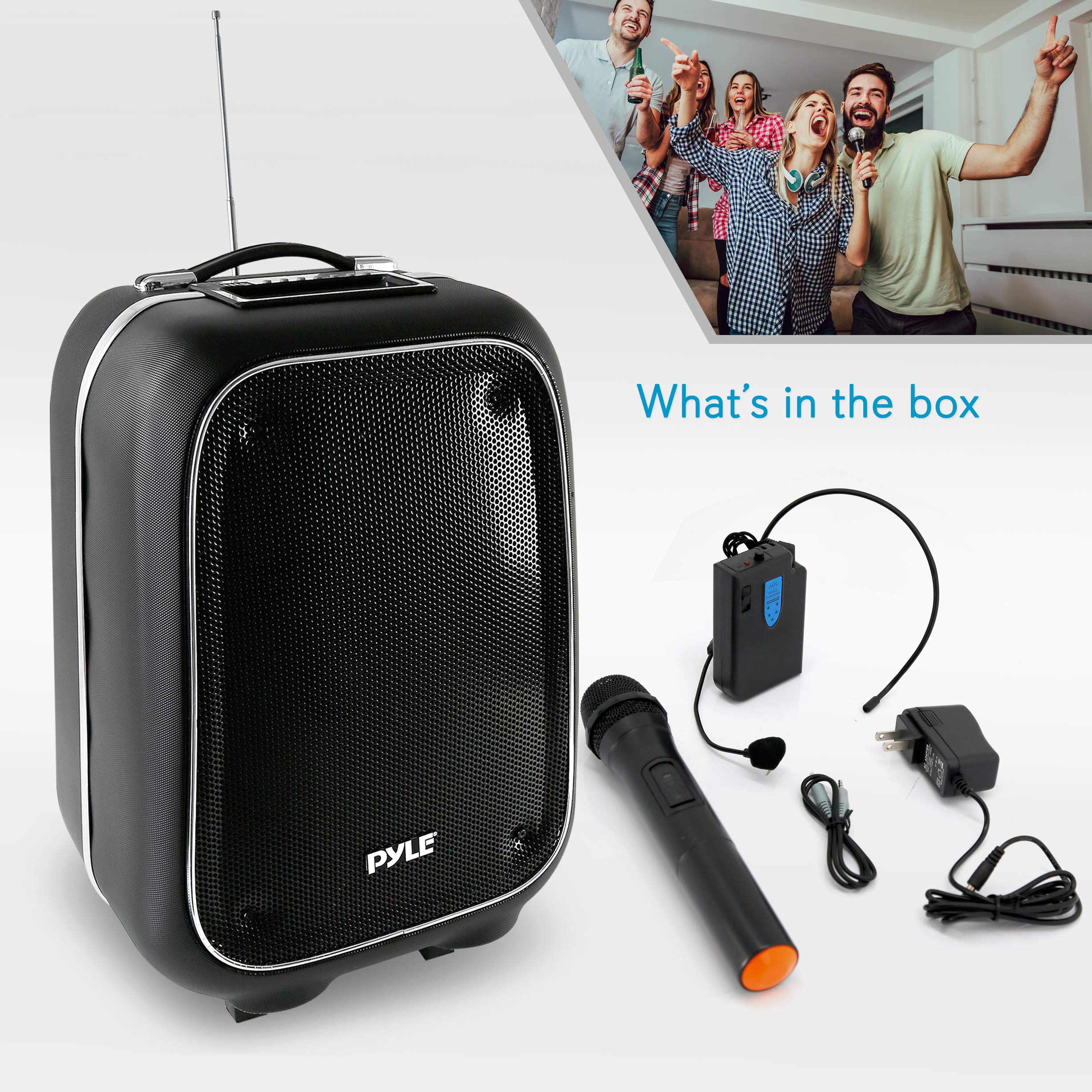 Pyle Wireless Portable PA Speaker System - 400W Rechargeable Bluetooth Speaker with Microphone, MP3/USB/SD/FM/AUX - Perfect for Outdoor DJ Parties, Events, Camping & Home Use - PWMA825BT