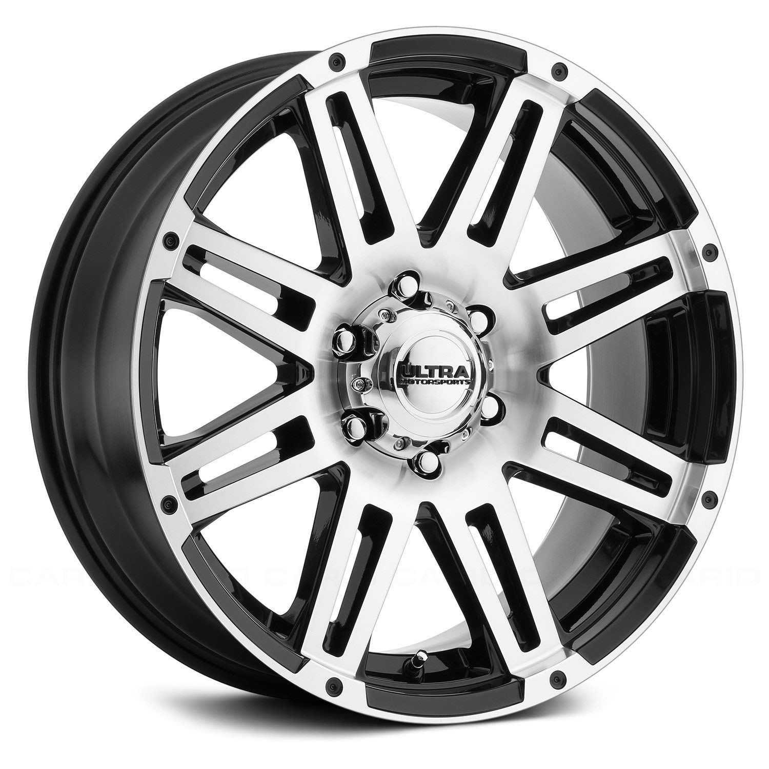Ultra 226U MACHINE Black Wheel with Gloss Diamond Cut Face & Clear Coat - 0x8.5 Inches, 6x139mm Bolt Pattern, 25mm Offset - Perfect for Trucks, SUVs & Off-Road Vehicles