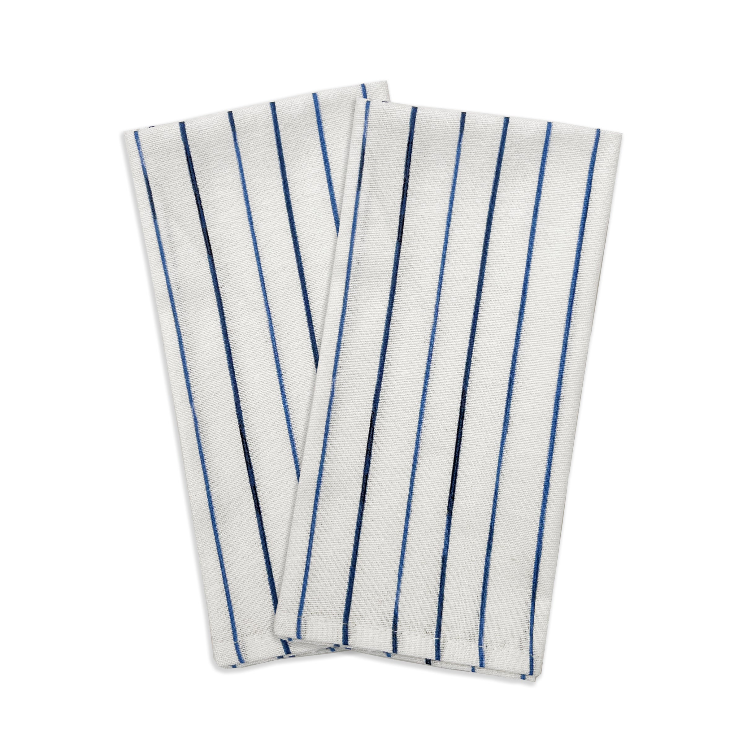 Premium Blue Bay Stripe Cotton Dinner Napkins - Set of 2 - Elegant Table Linens for Formal Dining, Wedding Reception & Holiday Decor