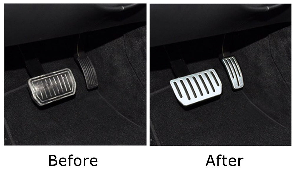 2-Piece Silver Accelerator and Brake Pedal Covers for Tesla Model S (2012+) & Model X (2015+) - Non-Slip Grip, Enhanced Driving Comfort, Easy Installation for Sports Cars and Luxury Vehicles