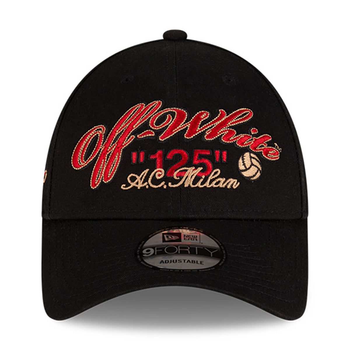 Off White x AC Milan 9FORTY Adjustable Snapback Cap - Black Official Football Fan Hat for Men & Women | Perfect for Game Day, Streetwear & Sports Fashion