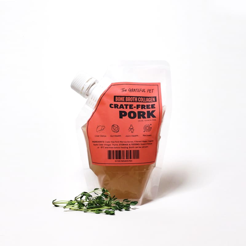 Premium Frozen Bone Broth for Dogs & Cats - Grateful Pet Pork Collagen Rich Treat (240ml) | Supports Joint Health & Hydration - Perfect for Senior Pets, Post-Surgery Recovery & Picky Eaters