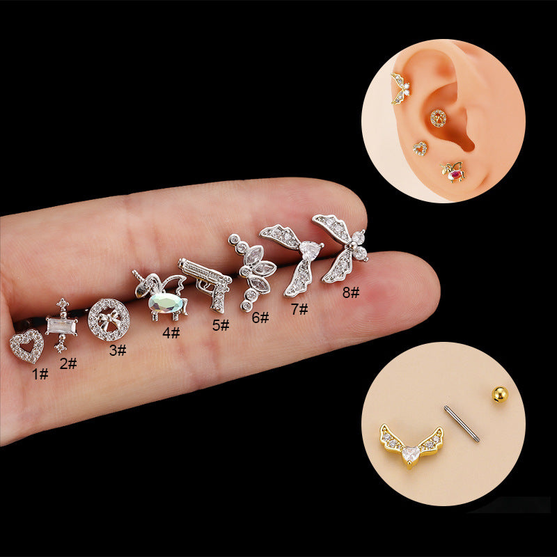 20G Hypoallergenic Heart Stud Earrings - Surgical Steel Cartilage Tragus Helix Piercing Jewelry | Perfect for Unicorn Tragus, Ear Cuffs & Unique Ear Stacks