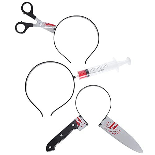 Beaupretty 3Pcs Halloween Horror Headbands - Scary Bloody Cleaver Hair Accessories for Costume Parties, Masquerade Performances & Haunted House Decor | Perfect for Halloween, Cosplay & Horror Theme Events