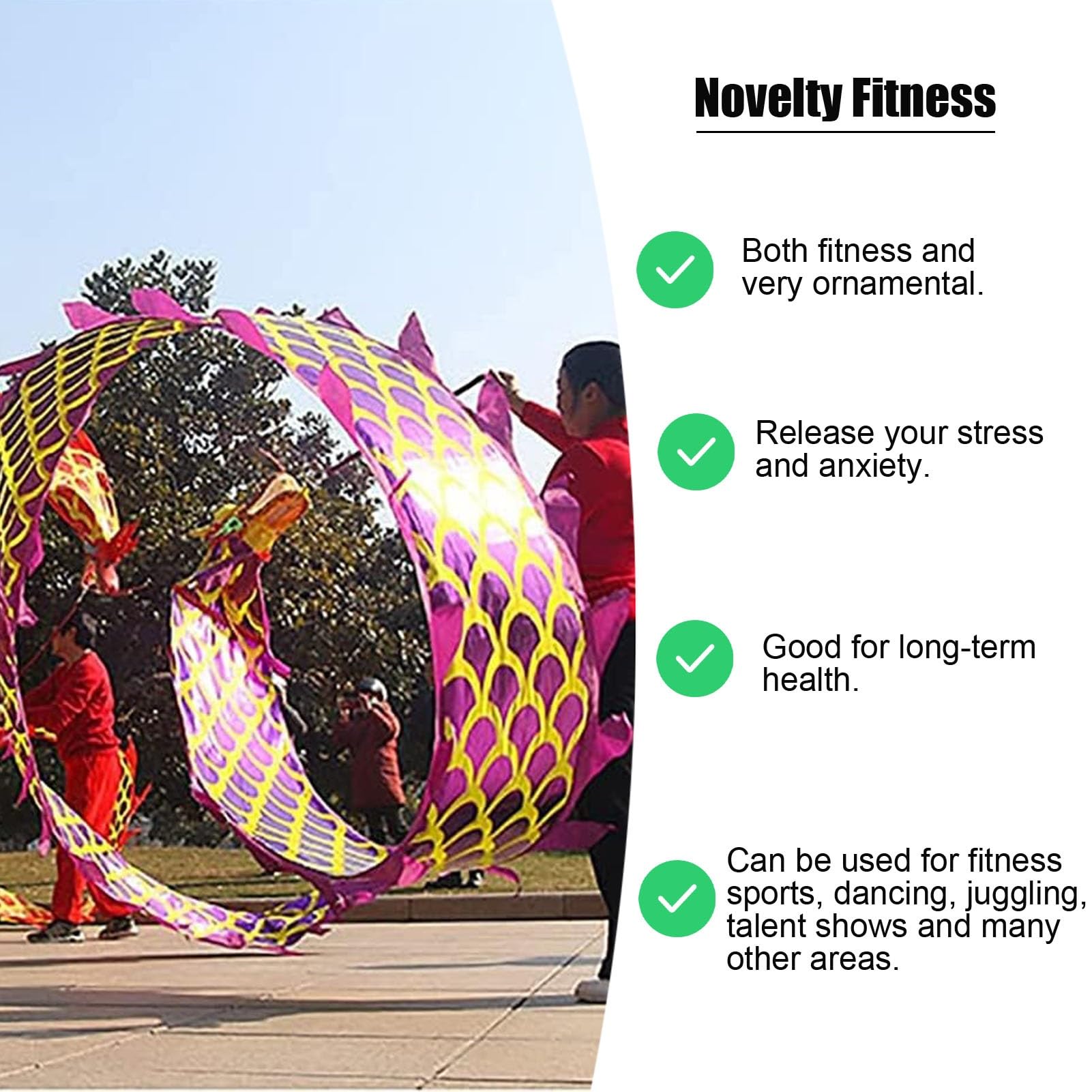 LED Dragon Poi - Illuminated Dragon Dance Ribbon Streamer with Light, 20ft Wu Long Dragon Flinging Ribbons for Outdoor Sports & Fitness Performance - Perfect for Fire Dancing, Flow Arts, Festivals & Night Performances (Red)