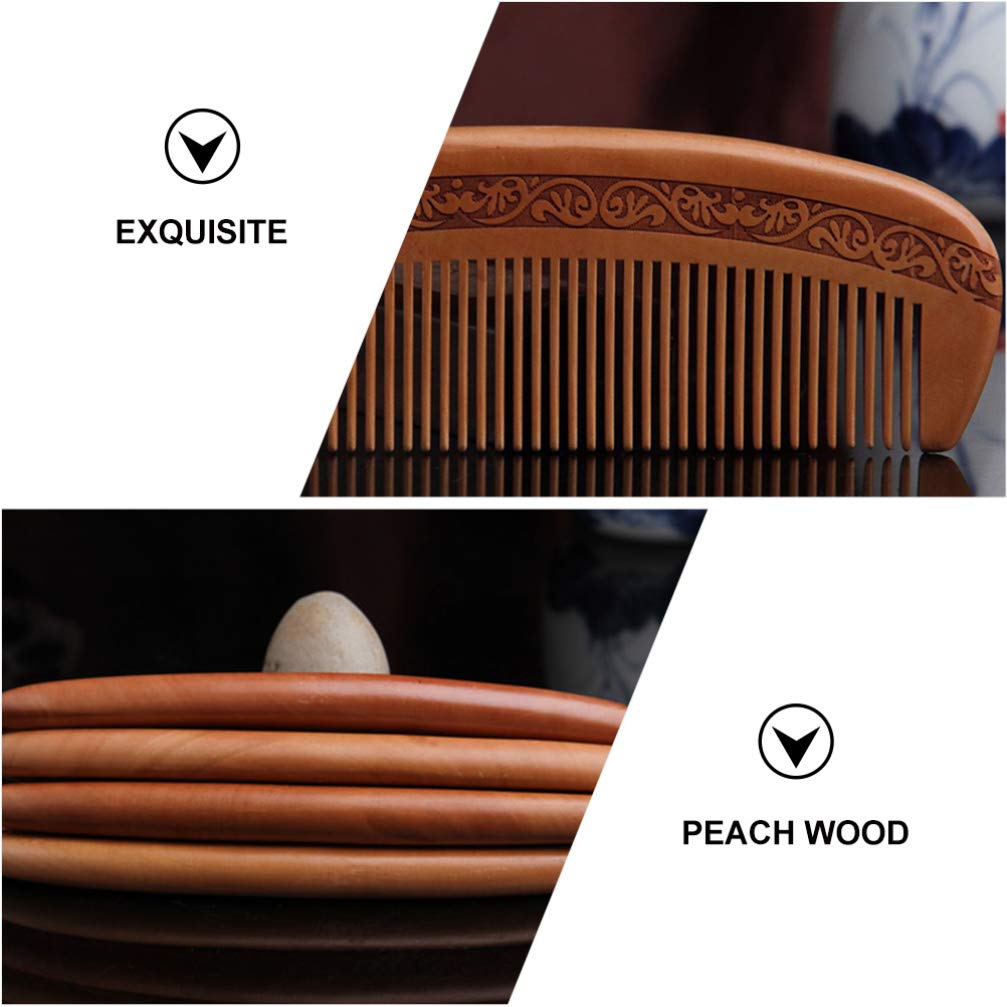 4-Pack Wooden Hair Combs for Women - Retro Hand Carved Anti-Static Massage Comb Set for Detangling & Styling - Portable Natural Wood Combs for Home, Travel & Salon Use