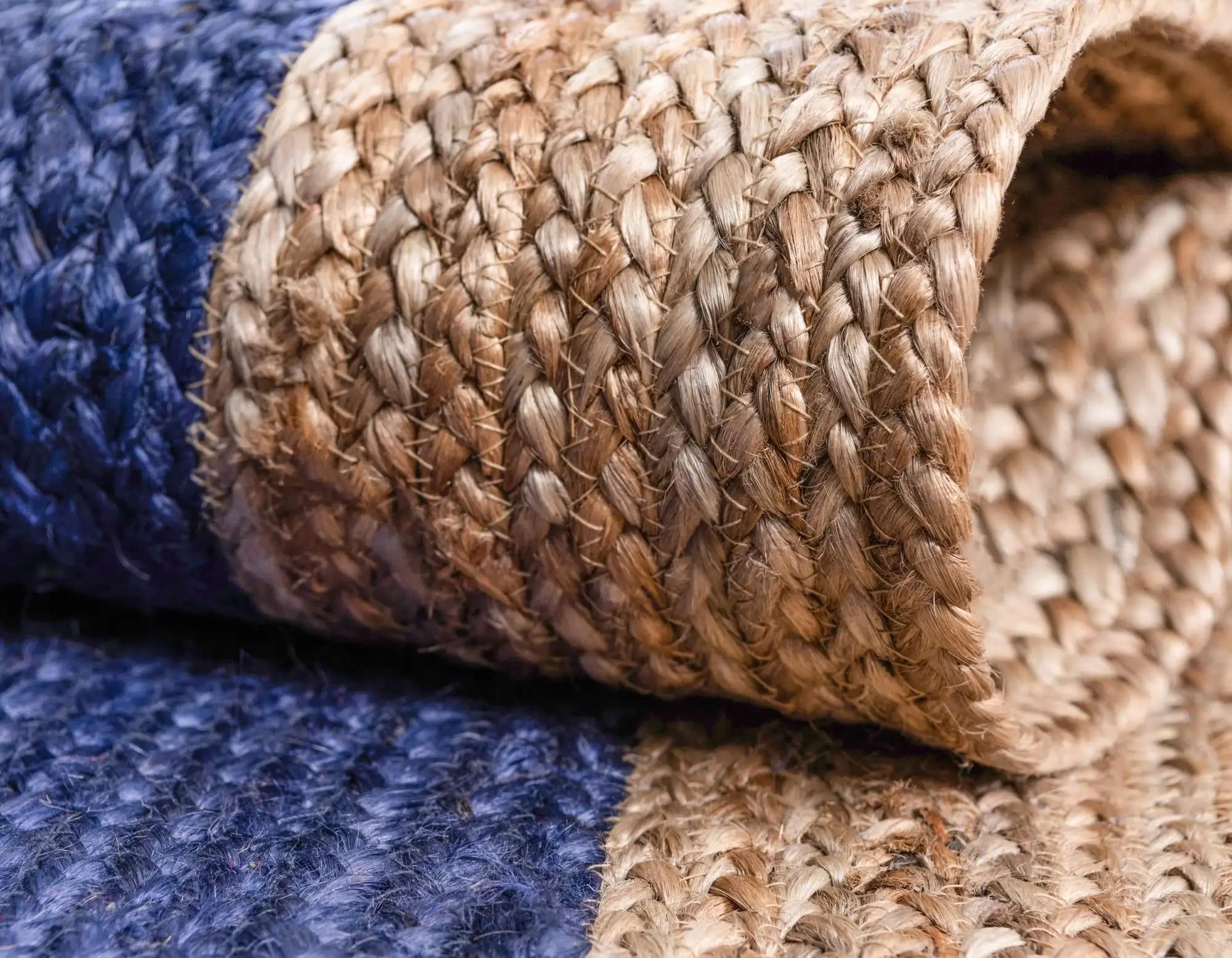 Hand Braided Blue Rectangle Dye Area Rug - 7x11 Feet, Non-Slip Living Room Carpet Runner for Bedroom, Kitchen, Hallway - Soft & Durable Home Decor